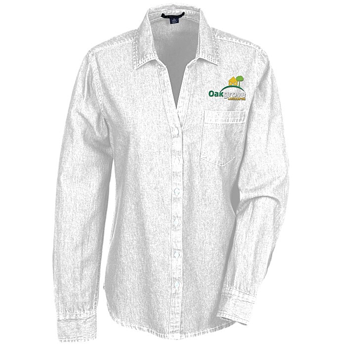 Custom Untucked Denim V-Neck Shirt - Ladies'