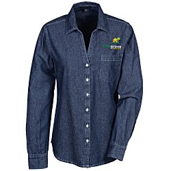 Custom Untucked Denim V-Neck Shirt - Ladies'