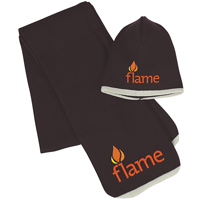 Custom Fine Knit Scarf & Beanie Set