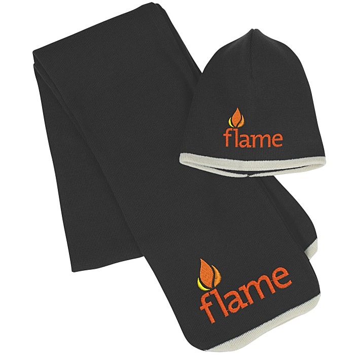 Custom Fine Knit Scarf & Beanie Set
