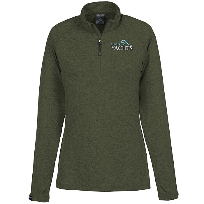 Custom Storm Creek Moss 1/4-Zip Pullover - Ladies'