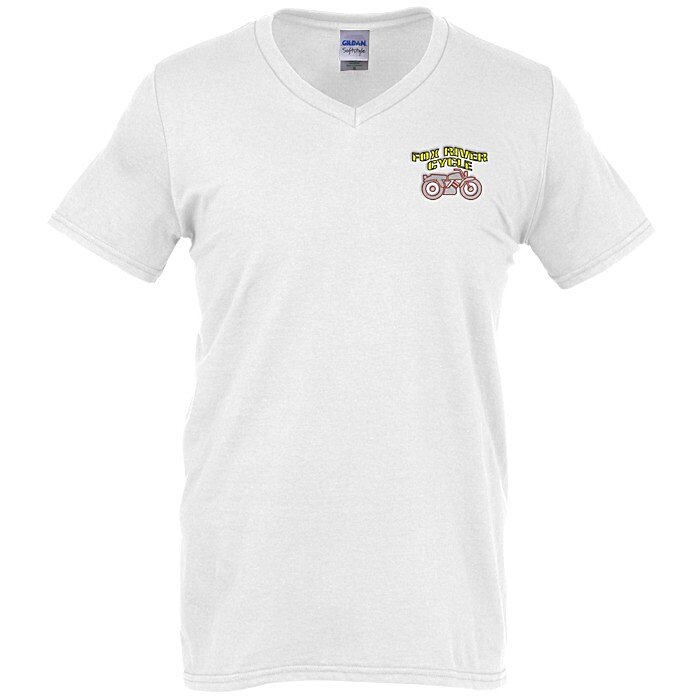 Custom Gildan Softstyle V-Neck T-Shirt - Men's - Embroidered