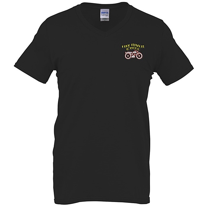 Custom Gildan Softstyle V-Neck T-Shirt - Men's - Embroidered