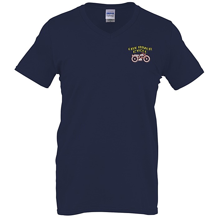 Custom Gildan Softstyle V-Neck T-Shirt - Men's - Embroidered