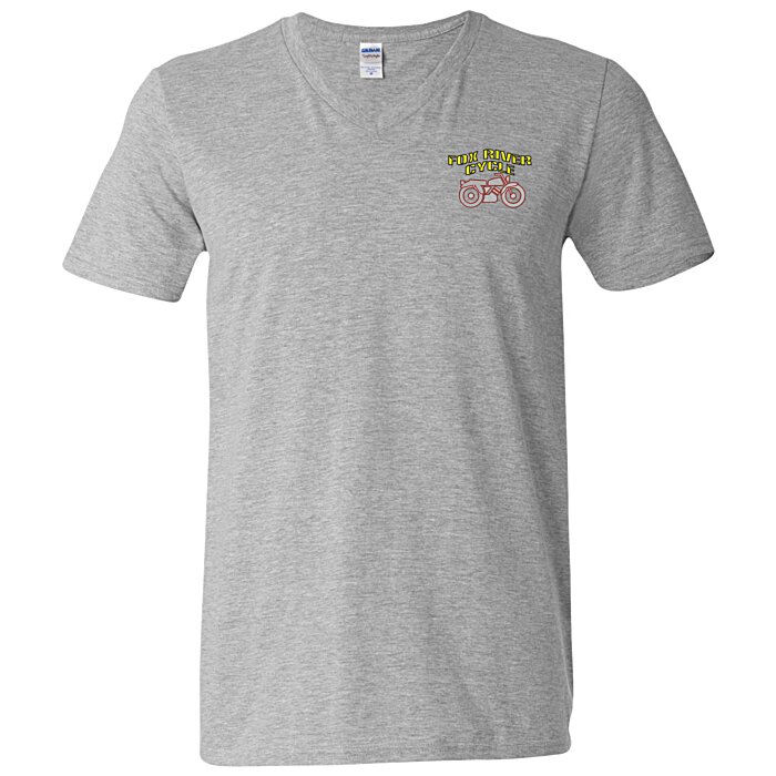Custom Gildan Softstyle V-Neck T-Shirt - Men's - Embroidered