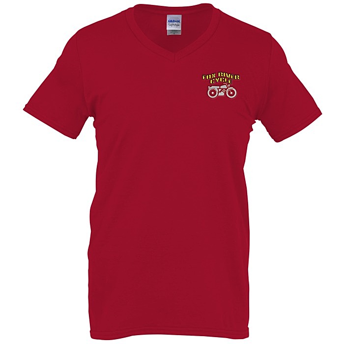 Custom Gildan Softstyle V-Neck T-Shirt - Men's - Embroidered
