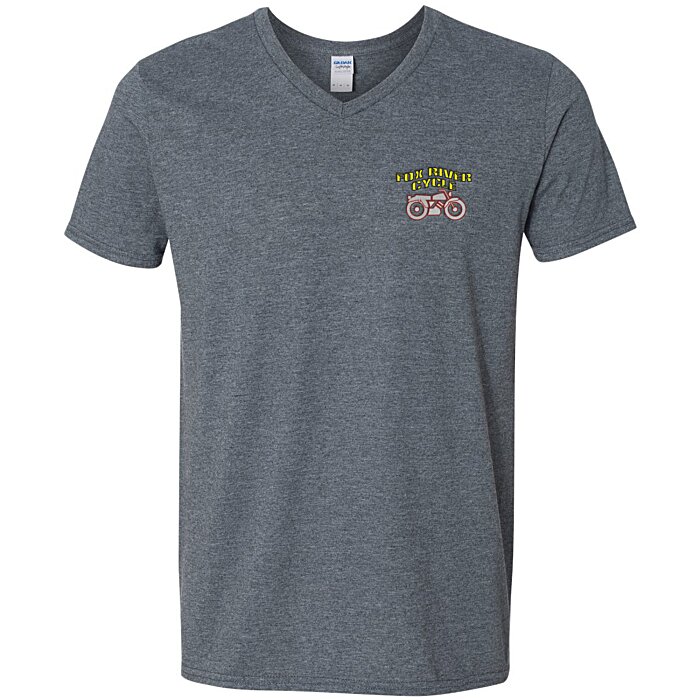 Custom Gildan Softstyle V-Neck T-Shirt - Men's - Embroidered