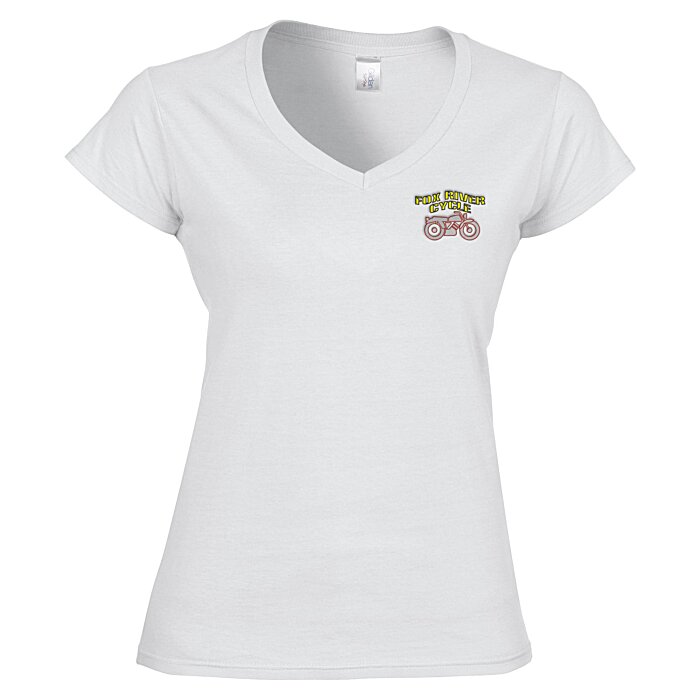 Custom Gildan Softstyle V-Neck T-Shirt - Ladies' - Embroidered