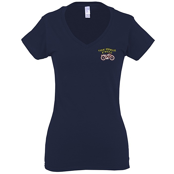 Custom Gildan Softstyle V-Neck T-Shirt - Ladies' - Embroidered