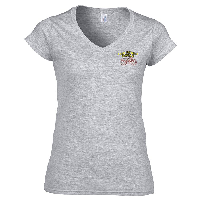 Custom Gildan Softstyle V-Neck T-Shirt - Ladies' - Embroidered