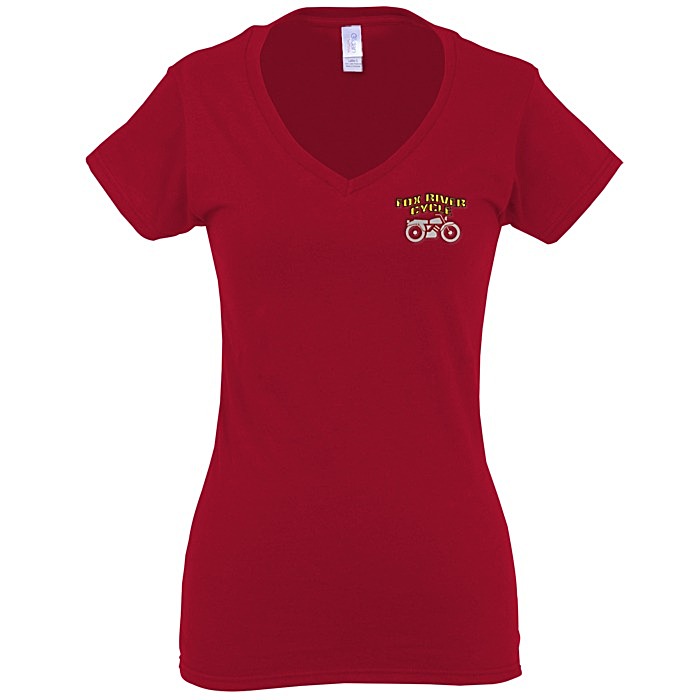 Custom Gildan Softstyle V-Neck T-Shirt - Ladies' - Embroidered