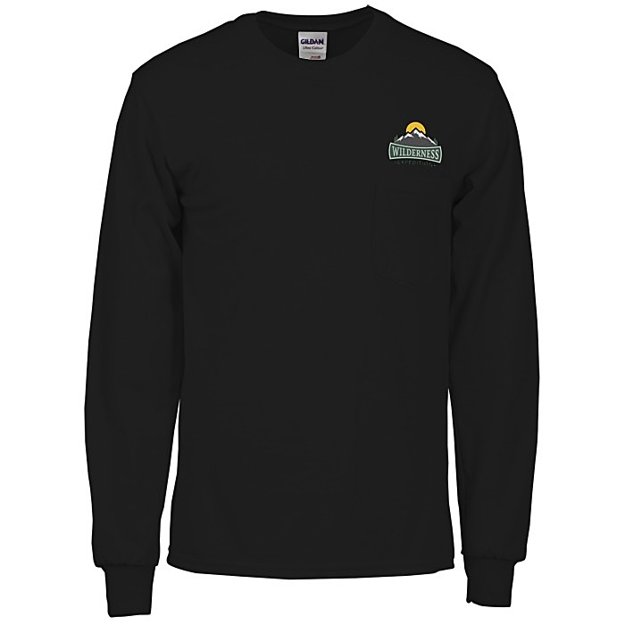 Custom Gildan Ultra Cotton LS Pocket T-Shirt - Embroidered