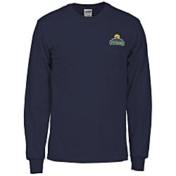 Custom Gildan Ultra Cotton LS Pocket T-Shirt - Embroidered