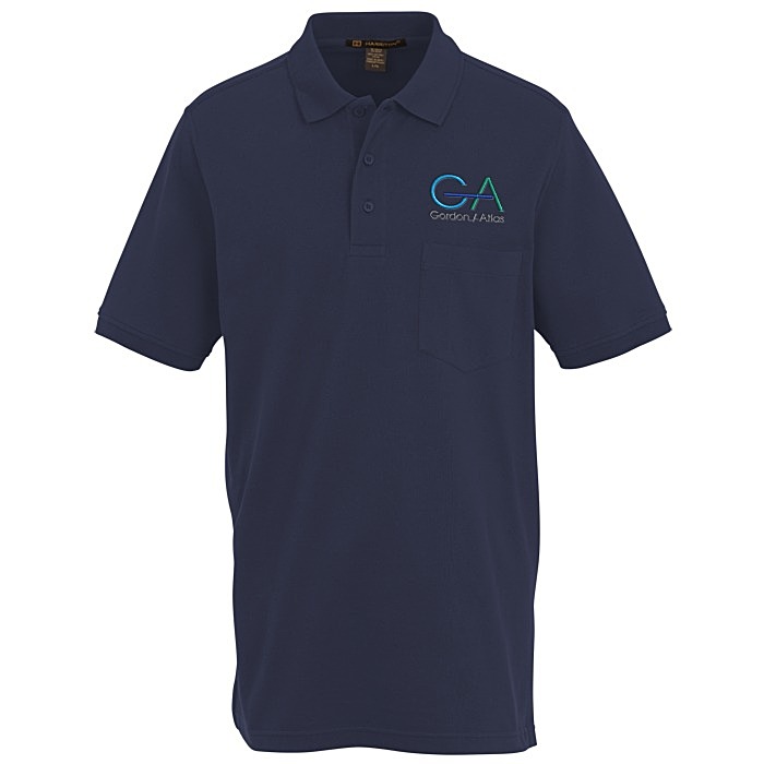 Custom Harriton Valiant Cotton Snag Protect Pocket Polo