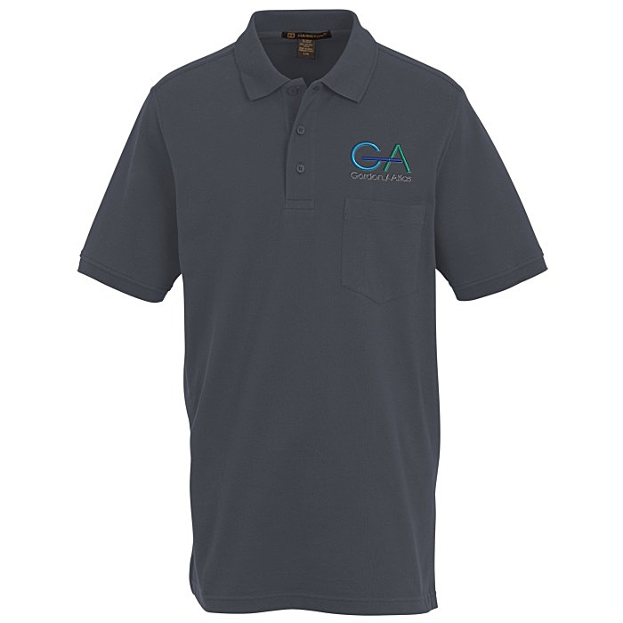 Custom Harriton Valiant Cotton Snag Protect Pocket Polo