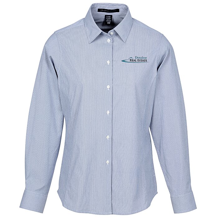Custom Crownlux Performance Microstripe Shirt - Ladies'