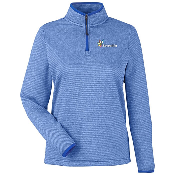 Custom Venture Heathered Stripe 1/4-Zip Pullover - Ladies'