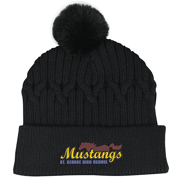 Custom Traverse Cable Knit Pom Beanie