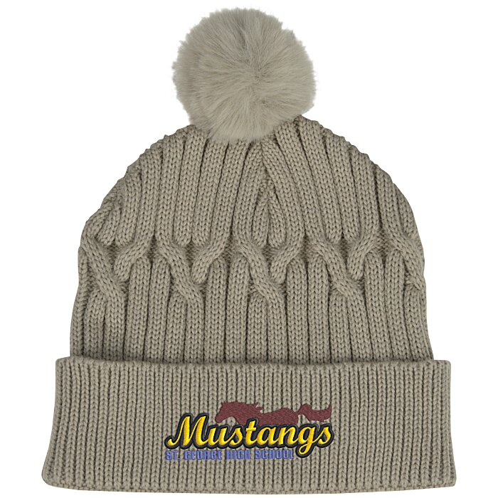 Custom Traverse Cable Knit Pom Beanie