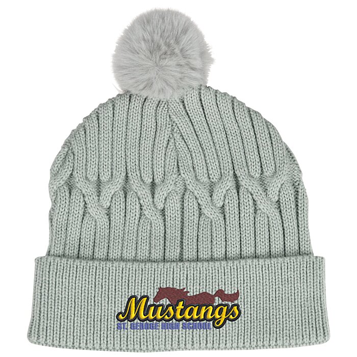 Custom Traverse Cable Knit Pom Beanie