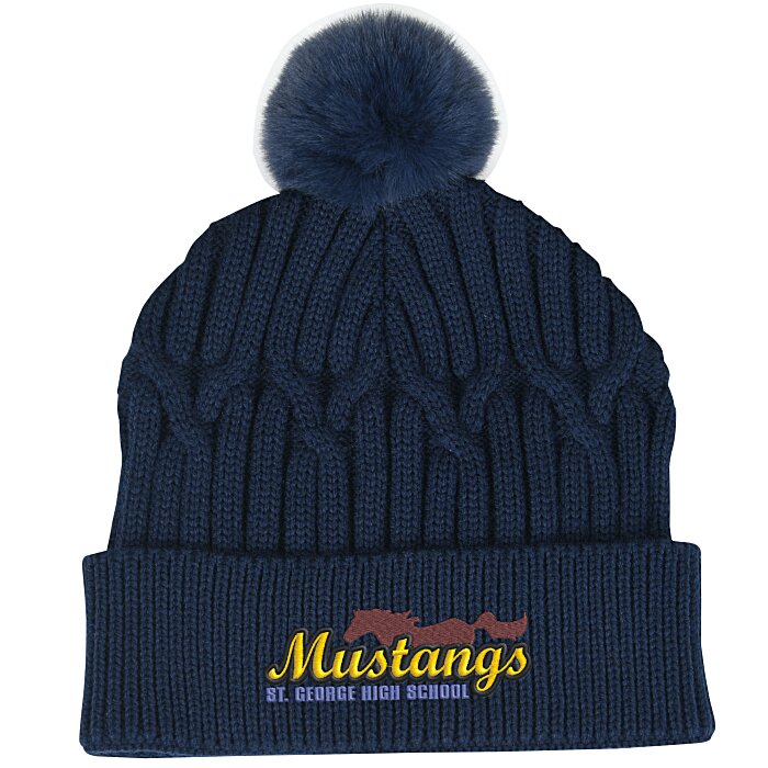 Custom Traverse Cable Knit Pom Beanie