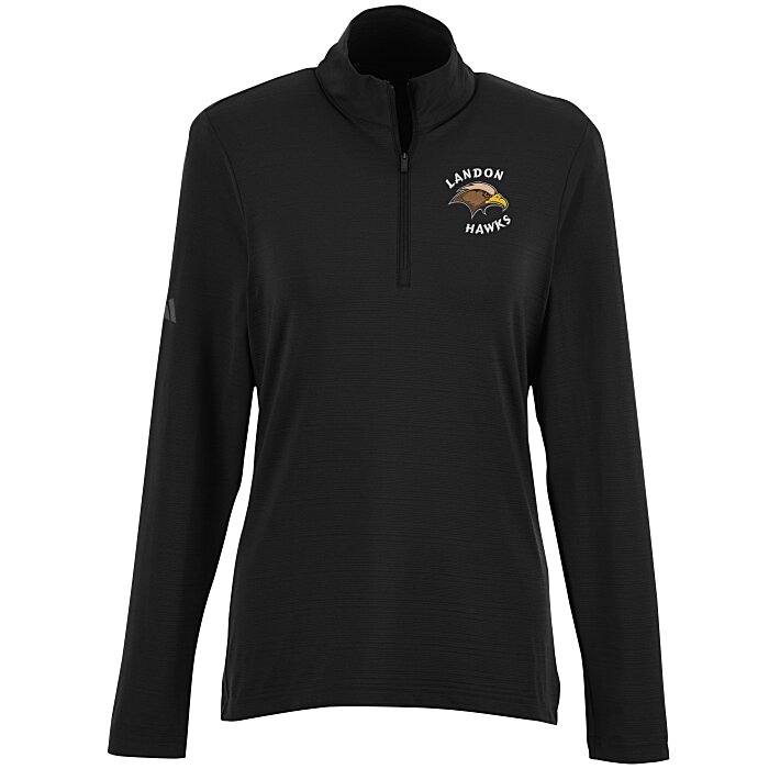 Custom adidas Textured Stripe 1/4-Zip Pullover - Ladies'