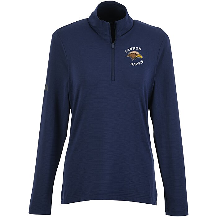 Custom adidas Textured Stripe 1/4-Zip Pullover - Ladies'