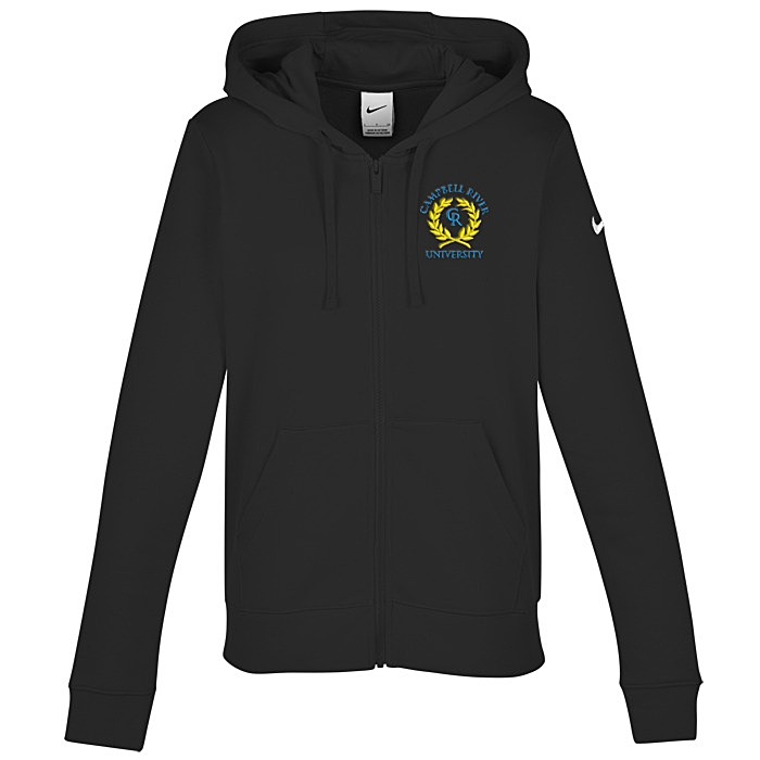 Custom Nike Club Fleece Sleeve Swoosh Full-Zip Hoodie - Ladies'