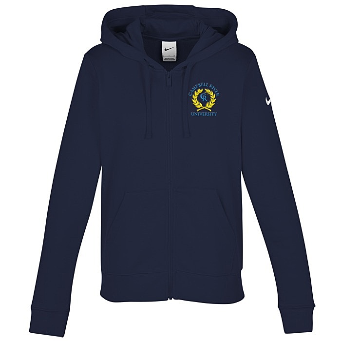 Custom Nike Club Fleece Sleeve Swoosh Full-Zip Hoodie - Ladies'