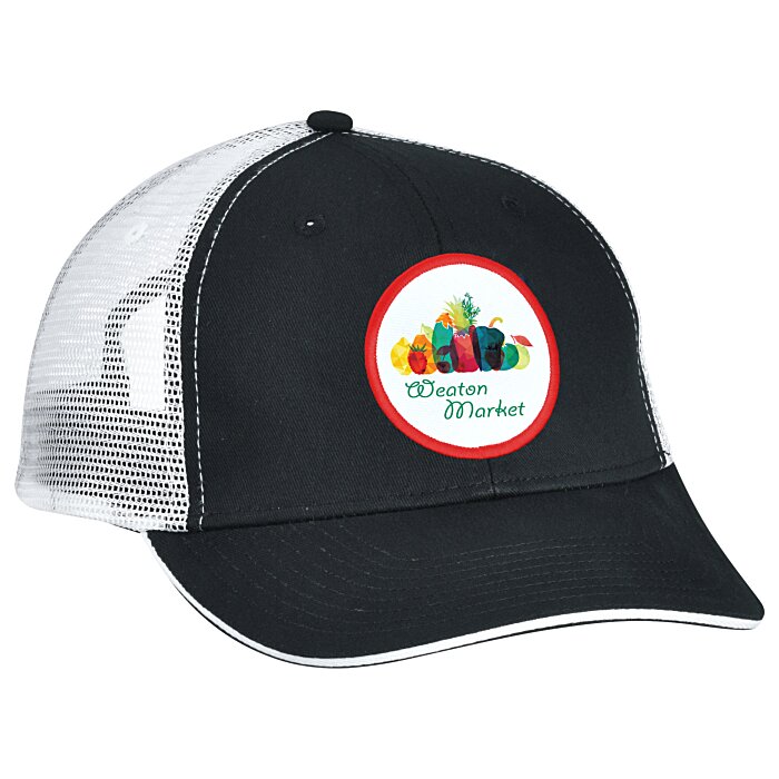 Custom Roadster Sandwich Bill Trucker Cap - Full Colour Patch