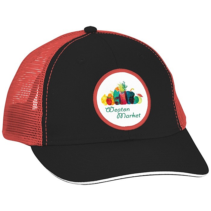 Custom Roadster Sandwich Bill Trucker Cap - Full Colour Patch