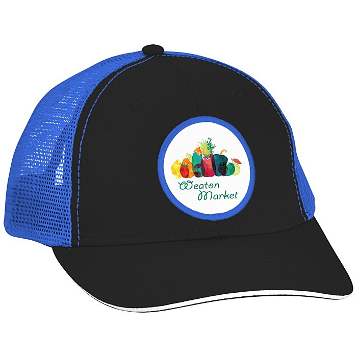 Custom Roadster Sandwich Bill Trucker Cap - Full Colour Patch