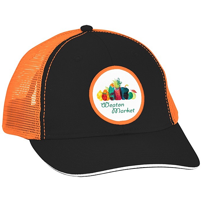 Custom Roadster Sandwich Bill Trucker Cap - Full Colour Patch