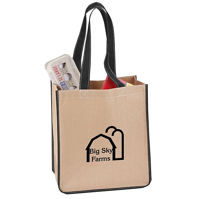Custom V Natural Kraft Sack Tote - Closeout