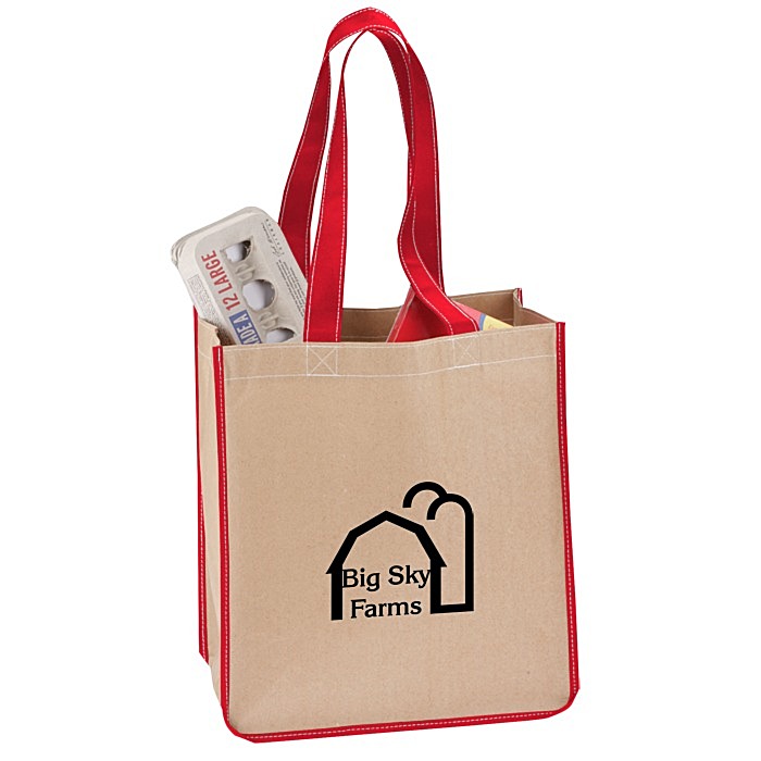Custom V Natural Kraft Sack Tote - Closeout