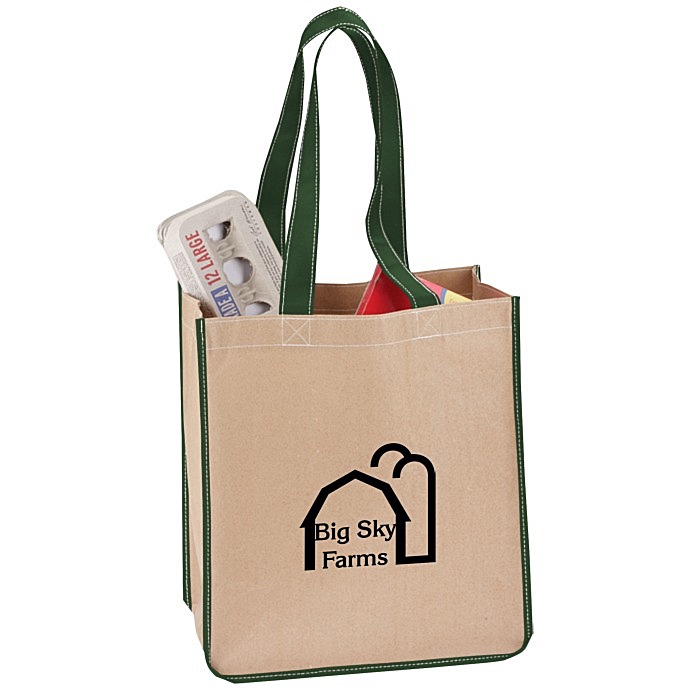 Custom V Natural Kraft Sack Tote - Closeout
