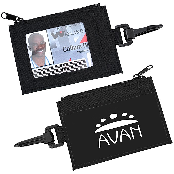 Custom Zip Pouch ID Holder - Black