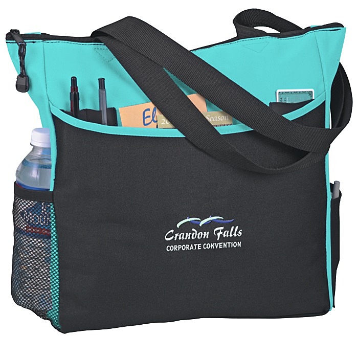 Custom Two-Tone Tote Bag - Embroidered