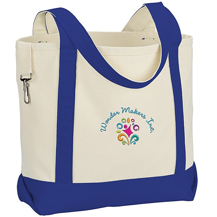 Custom Two-Tone Accent Gusseted Tote Bag - Embroidered