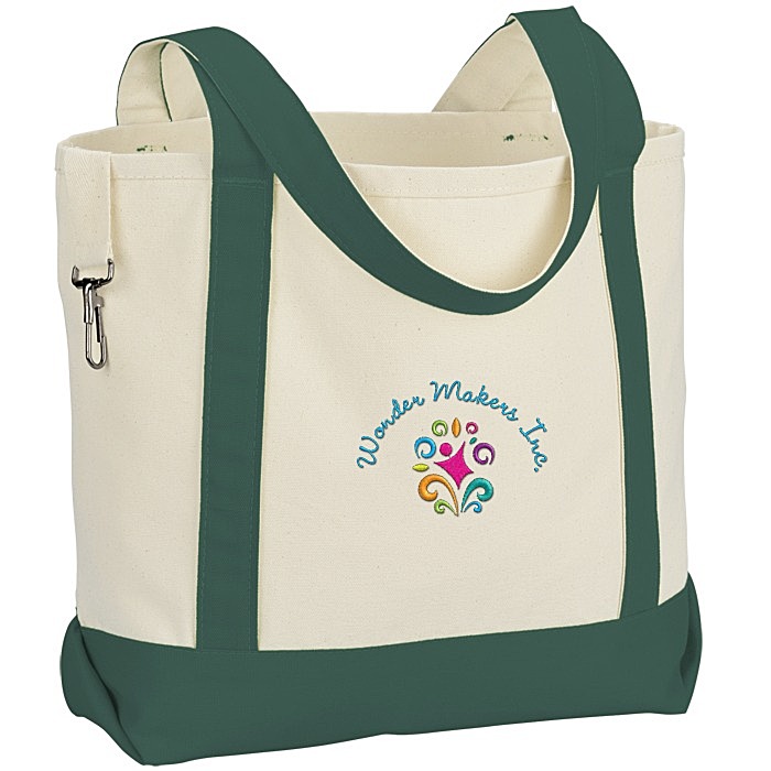 Custom Two-Tone Accent Gusseted Tote Bag - Embroidered
