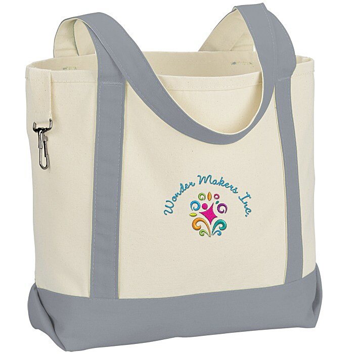 Custom Two-Tone Accent Gusseted Tote Bag - Embroidered