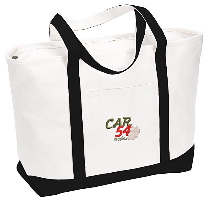 Custom Large Heavyweight Cotton Canvas Tote - Embroidered