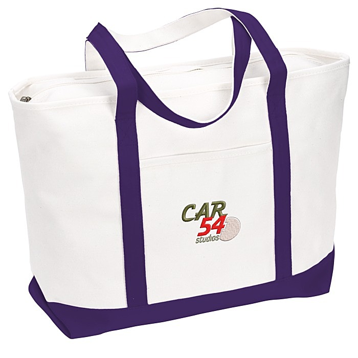 Custom Large Heavyweight Cotton Canvas Tote - Embroidered