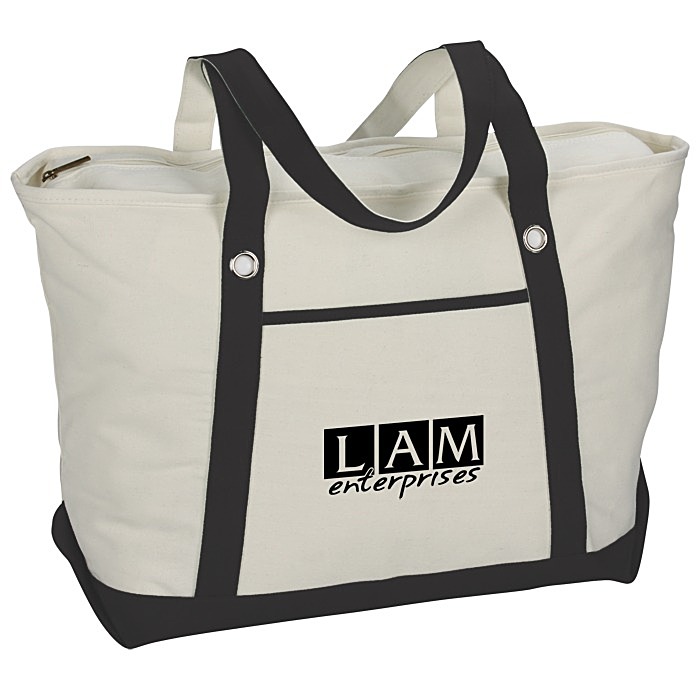 Custom Canvas 12-oz Sailing Zip Top Tote - 14 inches x 23 inches