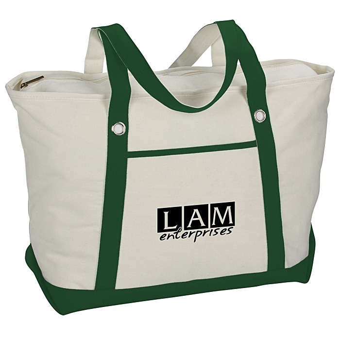 Custom Canvas 12-oz Sailing Zip Top Tote - 14 inches x 23 inches