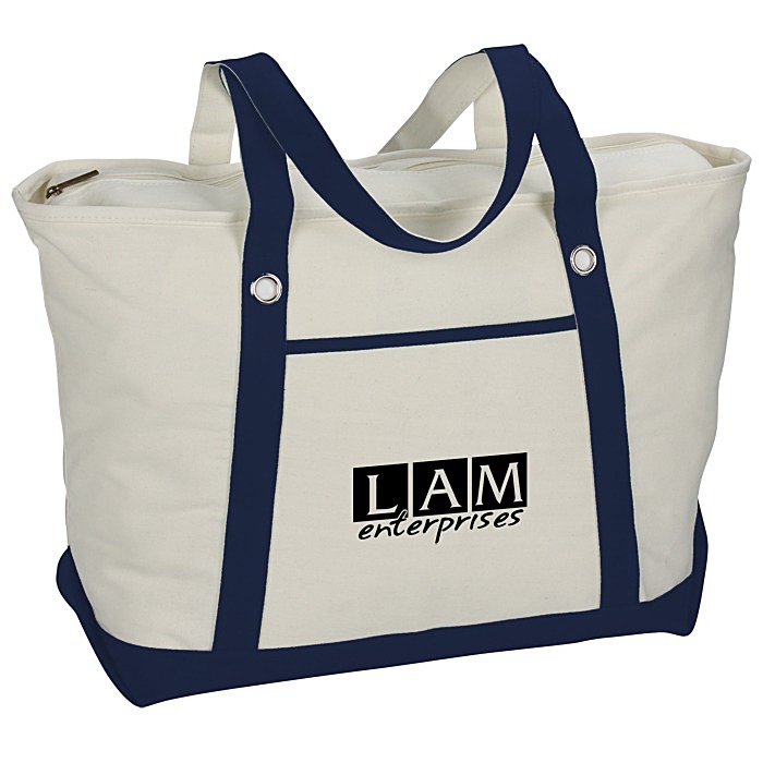 Custom Canvas 12-oz Sailing Zip Top Tote - 14 inches x 23 inches