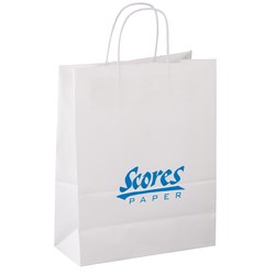 Custom Kraft Paper White Shopping Bag - 13