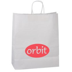 Custom Kraft Paper White Shopping Bag - 15