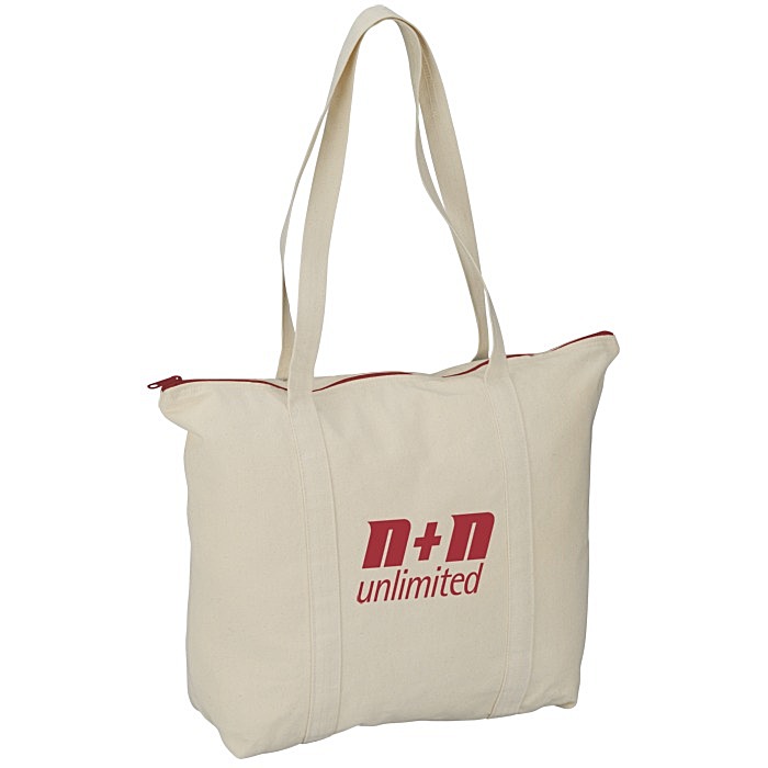 Custom Chroma Zip 10-oz Cotton Tote - 15 inches x 17 1/2 inches
