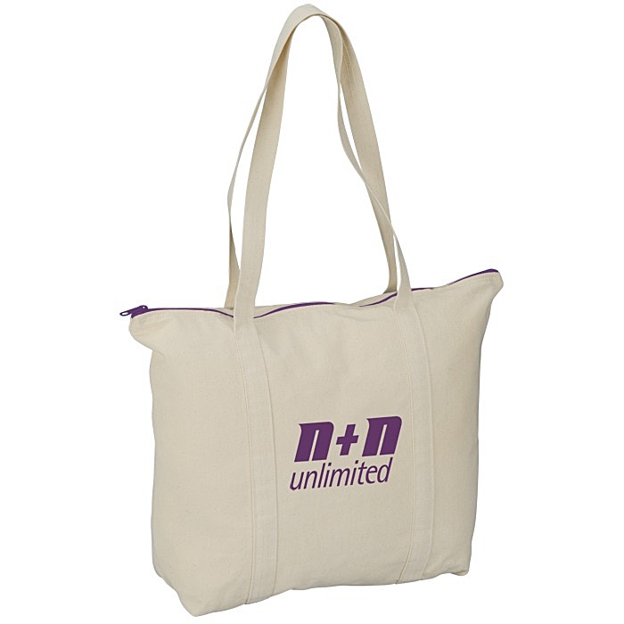 Custom Chroma Zip 10-oz Cotton Tote - 15 inches x 17 1/2 inches